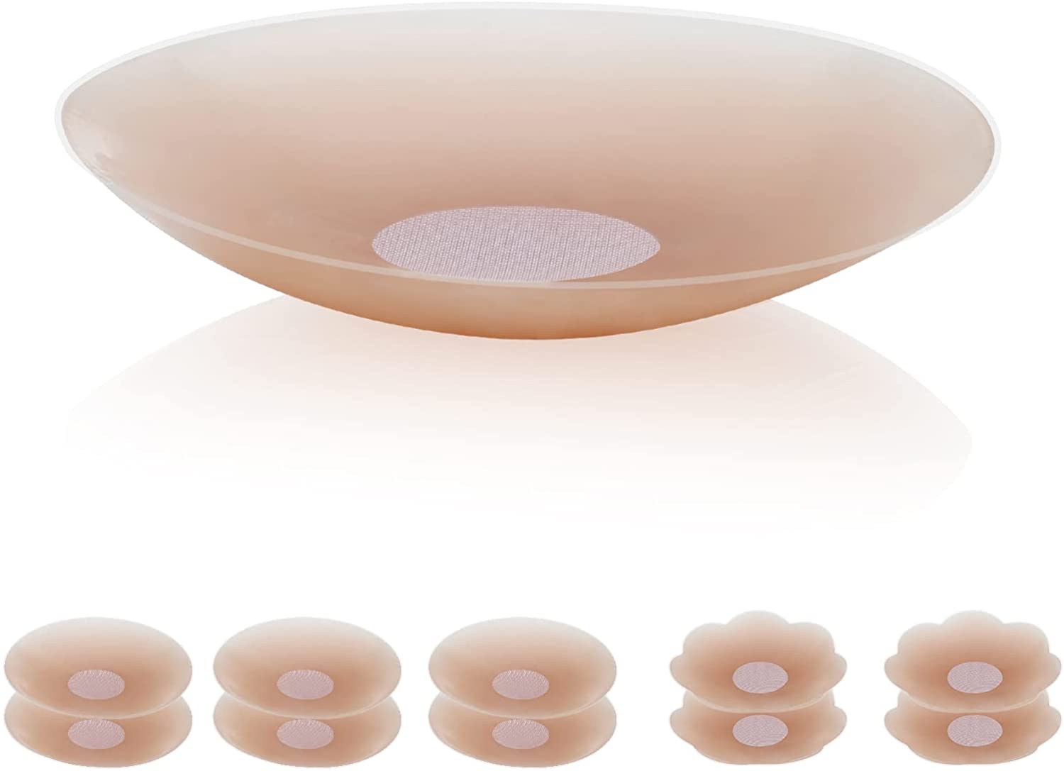 VOCH GALA Nipple Cover, 2 Pairs, Non Adhesive Nipple Pasties, Thin Edges,  Natural Look, 3.3-inch for A-C, Sensitive Skin