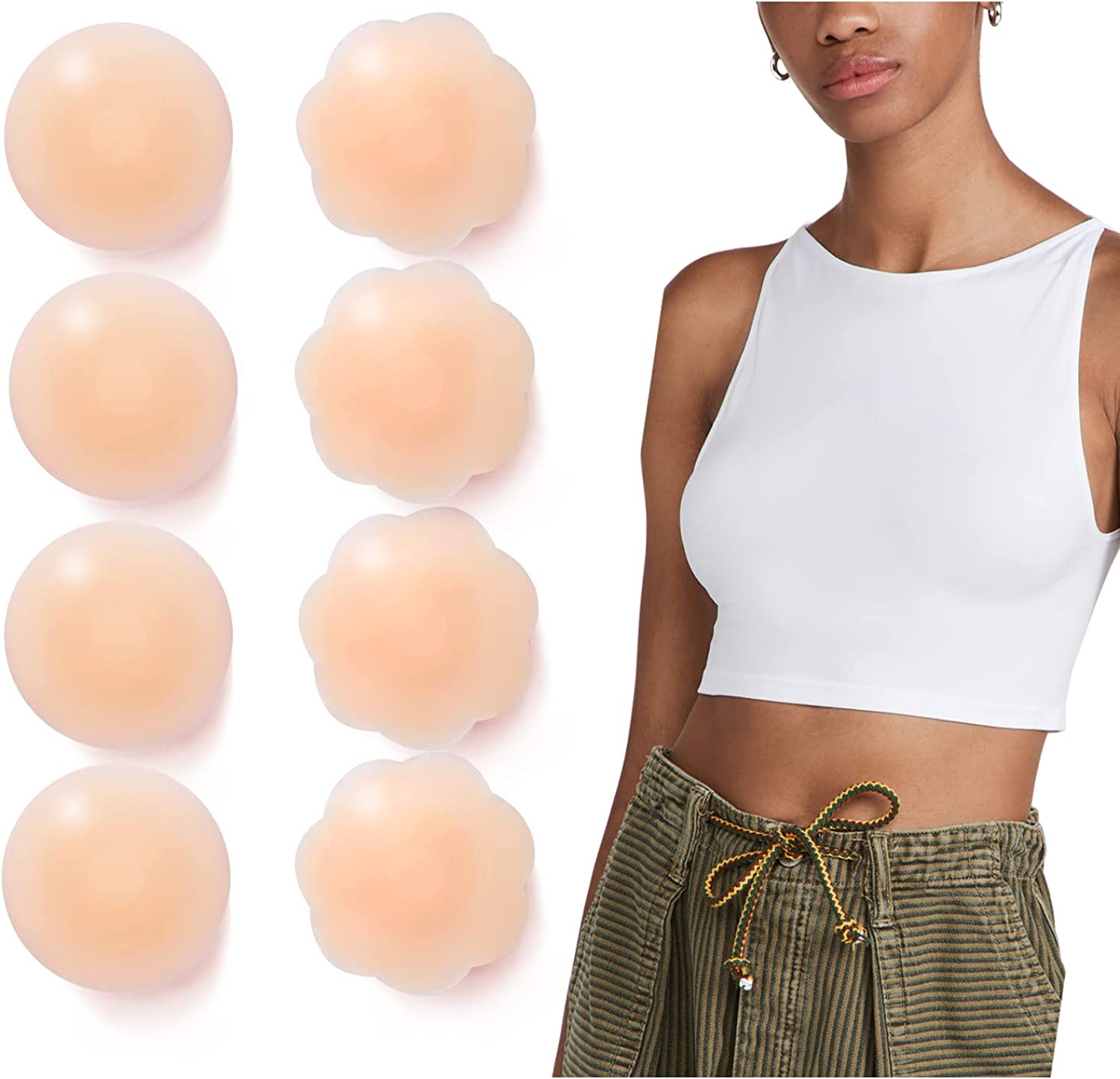 VOCH GALA Nipple Cover 4 Pairs, Silicone Breast Petals, Nipple Pasties