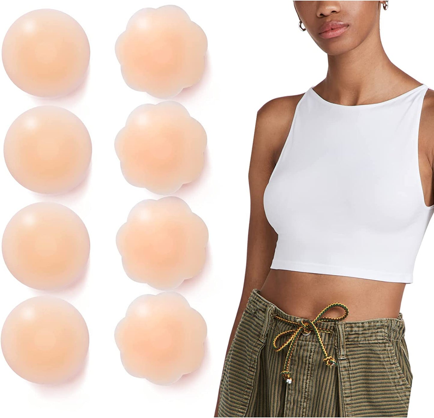 VOCH GALA Nipple Cover 4 Pairs, Silicone Breast Petals, Nipple Pasties for Women Reusable, Small Size for A-B, Storege Box
