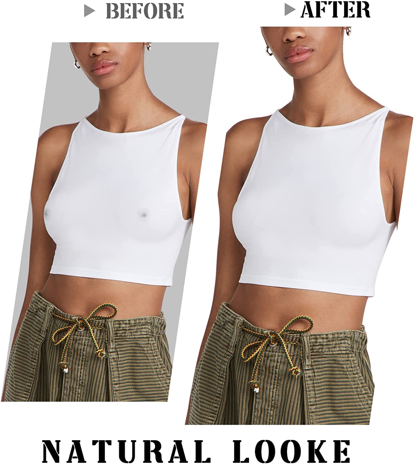 VOCH GALA Nipple Cover, 2 Pairs, Non Adhesive Nipple Pasties, Thin Edges, Natural Look, 3.3-inch for A-C, Sensitive Skin
